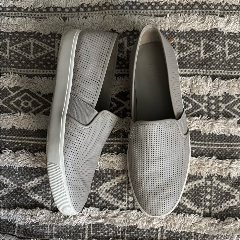 Vince. Gray Perforated Slip-On Sneakers Size 10 - Picture 2 of 5